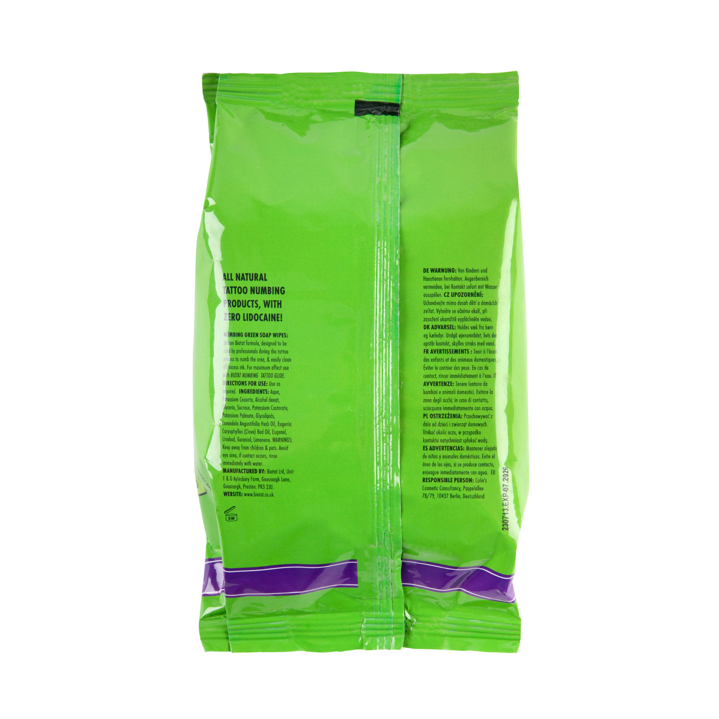 Biotat® Numbing Green Soap Wipes